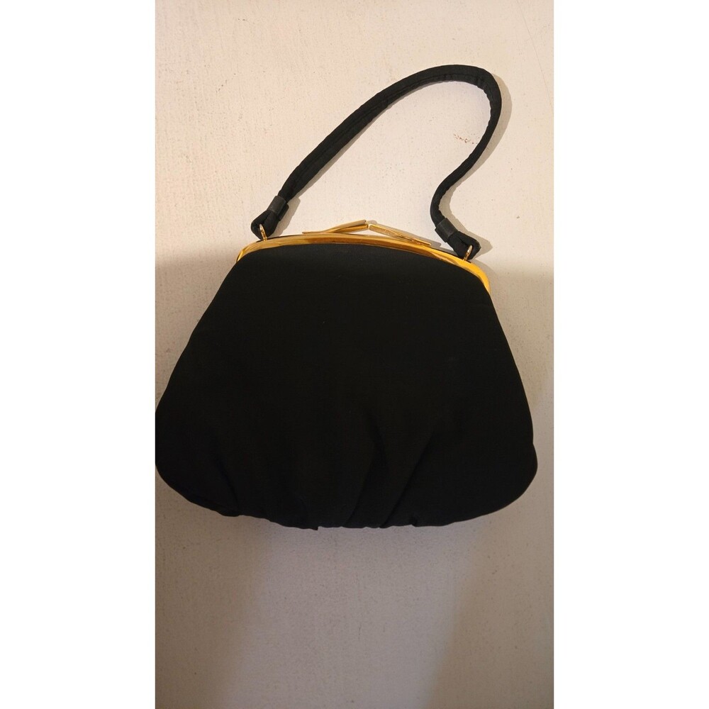 Black Patent Kiss Lock Bag Purse Vintage Style